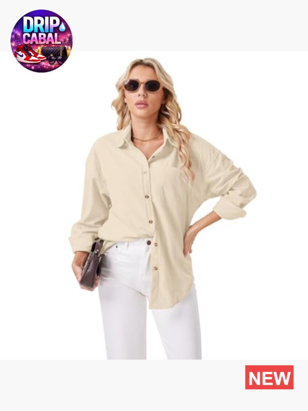 Oversized Long Sleeve Corduroy Button Down Shirt Jacket Blouse Fall Top - Picture 3 of 7